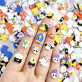 Halloween 3D Ghost Nail Charms Set with Pumpkin Skull Cats Bats Rhinestones - Cat Bats Variation
