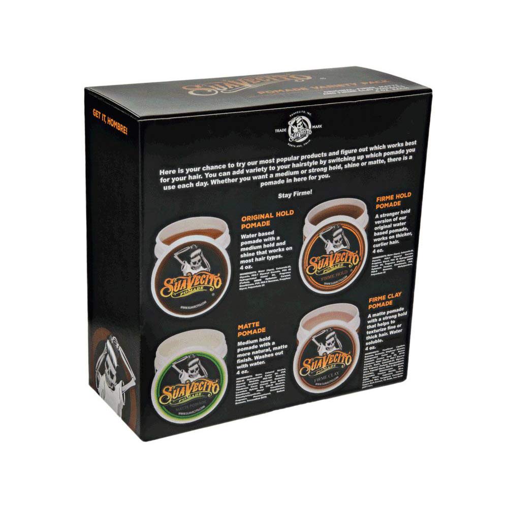 Suavecito Pomade Variety Pack - All Day Hold | OG, Firme, Matte & Clay for Every Hair Type