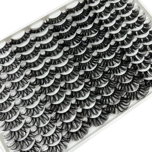 25mm Mink False Eyelashes Pack 48 Pairs - Dramatic Full Volume, Wispy & Curly Styles