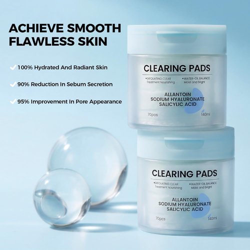 Salicylic Acid Pads - Gentle Pore Reducing Toner Wipes for All Skin Types | 70 Count