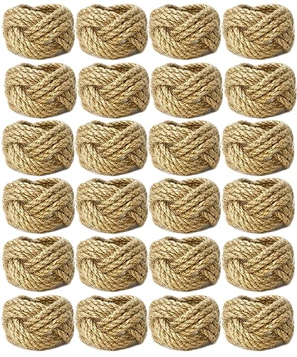 Farmhouse Burlap Napkin Rings Set of 24 for Rustic Table Decor