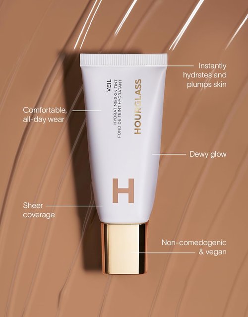Hourglass Veil Hydrating Skin Tint, Dewy Tinted Moisturizer, Makeup and Skincare Benefits, Lightweight, Buildable Coverage, Vegan, Cruelty-Free Hourglass Skin Tint for Radiant, Natural Glow