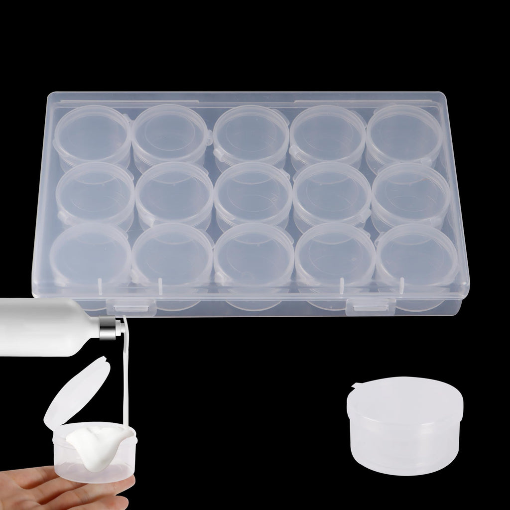 ZFYOUNG 15pcs plastic cosmetic jar 7g/7ml clear case with snap lids portable,Travel Storage Cosmetic Samples Beauty Products Mini Containers with Lids, Airtight Cosmetic Containers with Lids