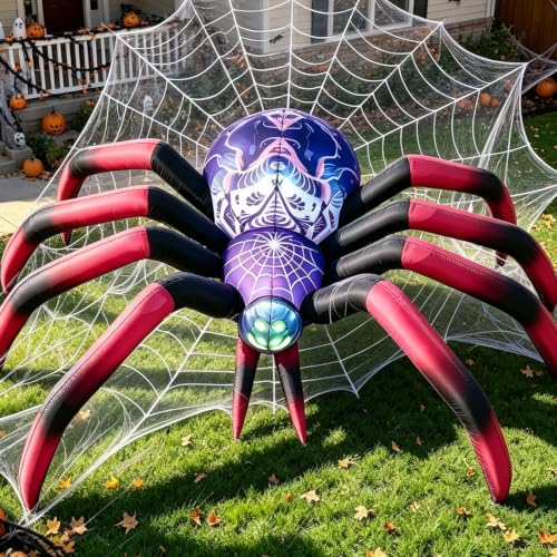 8FT Halloween Inflatable Spider Decor with LED Lights - Outdoor Yard Blow Up Decoration - Variation of This Listing