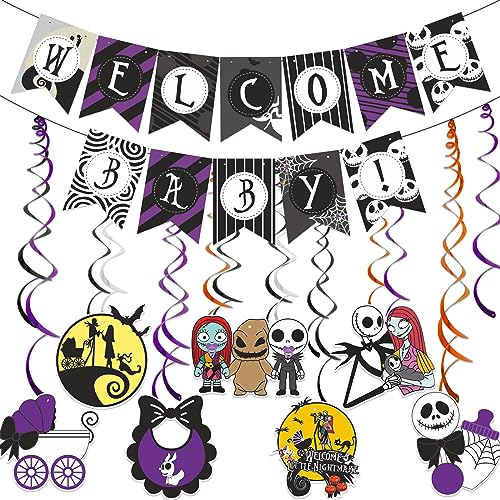 Nightmare Christmas Baby Shower Decorations - Dark/Autumnal Colors, 22-Piece Set