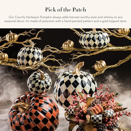Small Decorative Pumpkin with Harlequin Pattern - Fall & Halloween Home Decor - Courtly Harlequin Squashed