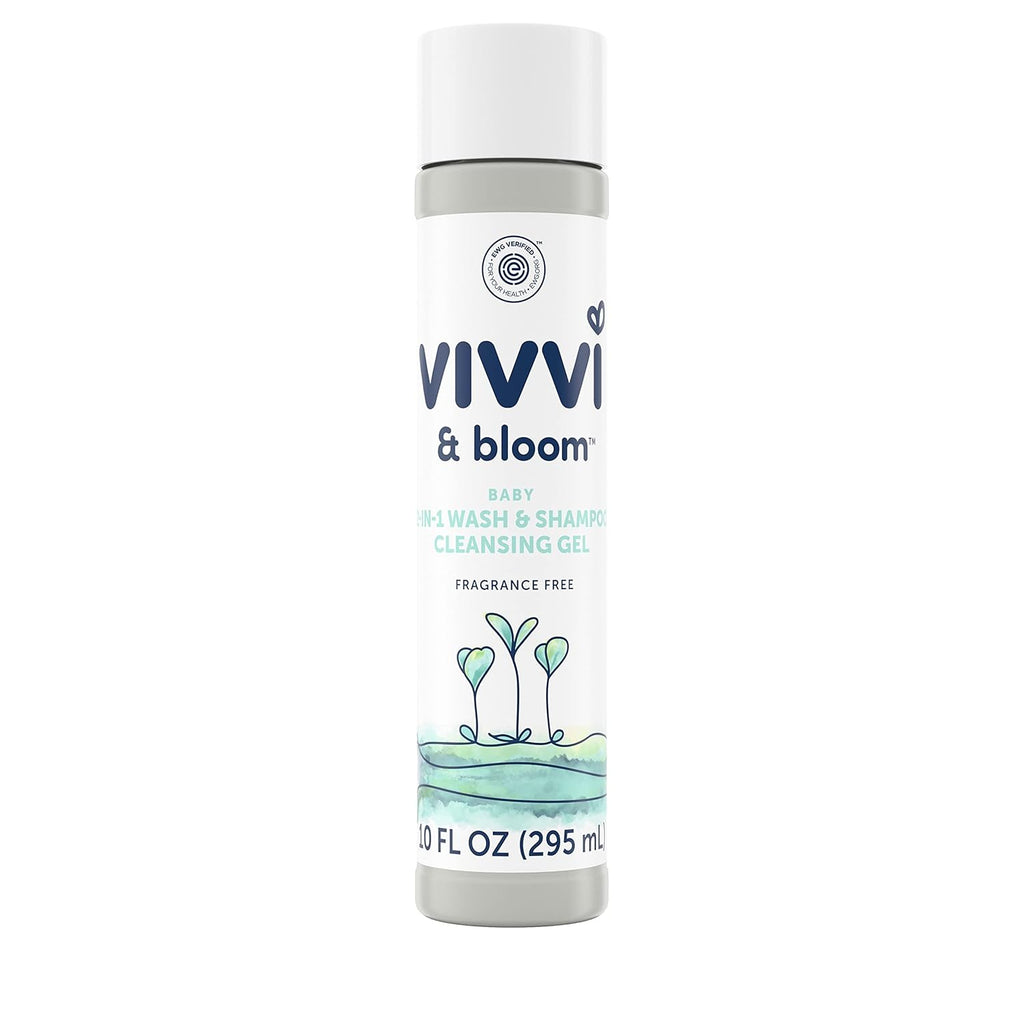 Vivvi & Bloom Gentle 2-in-1 Baby Wash & Shampoo - Fragrance-Free Cleansing Gel for Sensitive Skin, 10 fl. oz.