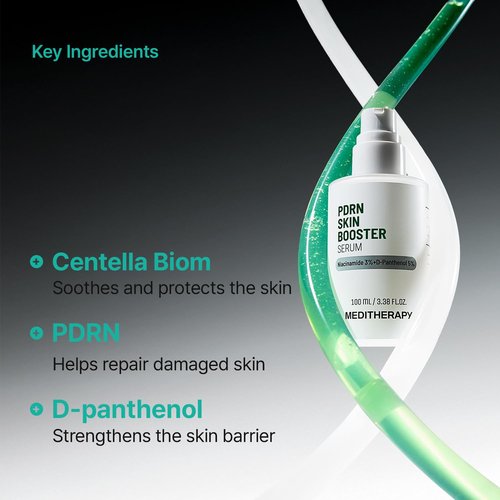 Meditherapy PDRN Skin Booster Serum – Centella PDRN & D-Panthenol for Redness Relief and Rejuvenation, Gentle Cica Facial Serum for Sensitive Care, Korean Skin Care, 100 ml (3.38 fl.oz)