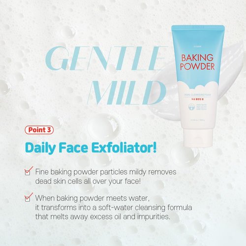 ETUDE Baking Powder Pore Cleansing Foam 1+1 Set, Face Wash for Deep Dead Cells, Micro Sized Baking Powder to Clean Deep Inside Poer, Soft and Creamy Bubble, Korean Skin Care (21.16 Ounce, 300g*2)