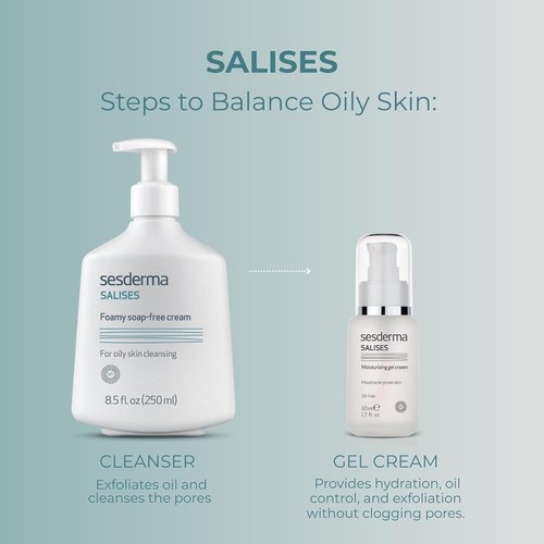 Sesderma Salises Foamy Face Wash - Gentle Soap-Free Cream for Oily & Acne-Prone Skin, 8.5 fl oz