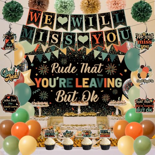 Farewell Party Decorations Kit - Banner Balloons Pom Poms & More
