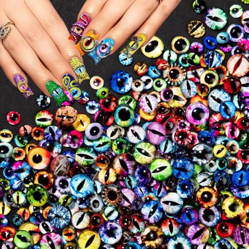 150Pcs Eye Nail Charms for Nails and Crafts - 6mm & 10mm Glass Animal Eyes