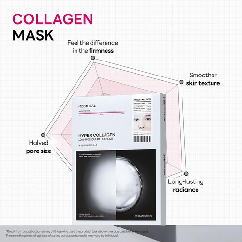 Mediheal Hyper Collagen - Collagen Real Deep Mask, Overnight Firming & Hydrating Gel Mask, Pore Appearance Refining, Plumping & Elasticity Care, Korean Skincare (4ea)