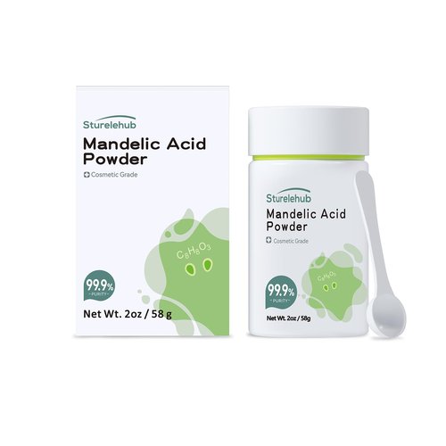 Sturelehub Mandelic Acid Powder, 2OZ / 58g 99.9% Purity, Natural, Cosmetic Grade, DIY Mandelic Acid Serum, Mandelic Acid Peel/Mask, Make Your Own Mandelic Acid Cream, Moisturizer