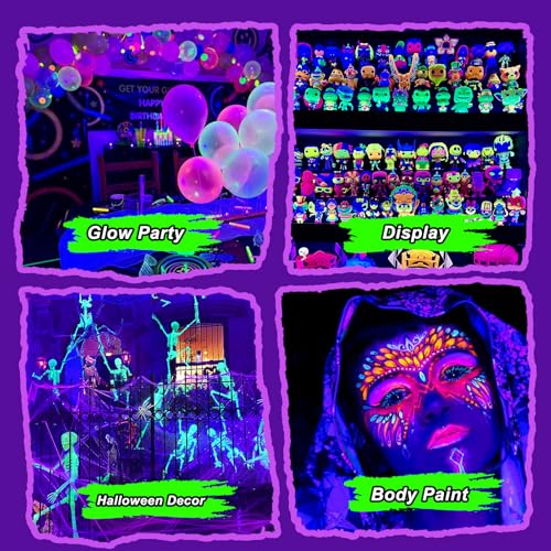 200W Black Light LED Party Lights - 4 Pack, Waterproof, US Plug & Switch