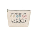 Nihilform Funny Makeup Bag, Humor Anxiety - Themed Makeup Bag，“I Don’t Struggle with Anxiety” Funny Design，Gift for Mental Health Advocates, Self - Care & Relatable Humor, 10x7 Inch Khaki