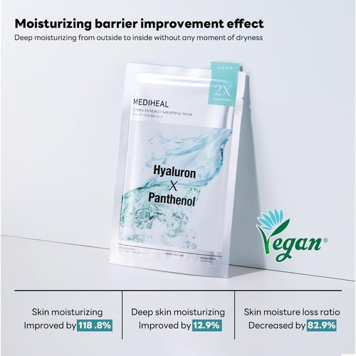 Mediheal Derma Synergy Wrapping Mask for Moisturizing Barrier (4 Packs) - Improved Skin Moisturization With Hyaluron Panthenol