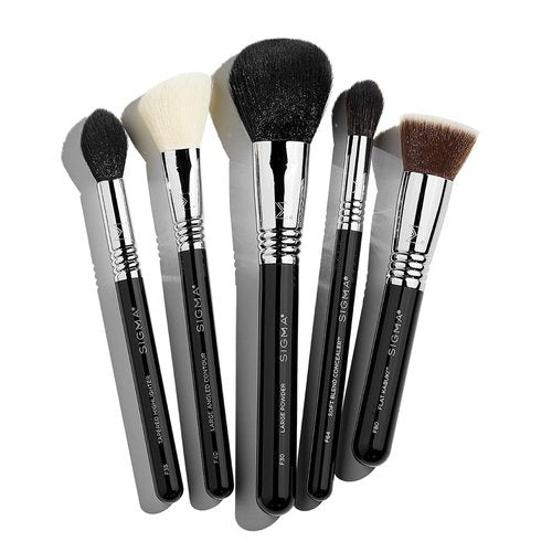 Sigma Beauty Makeup Brush Set - 5 Professional Brushes for Flawless Foundation, Blush, and Contour