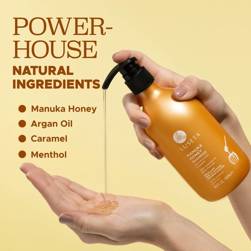 Luseta Manuka Honey Shampoo - Moisturizing Formula for Dry, Damaged Hair | 16.9oz Hydrating & Frizz-Repairing