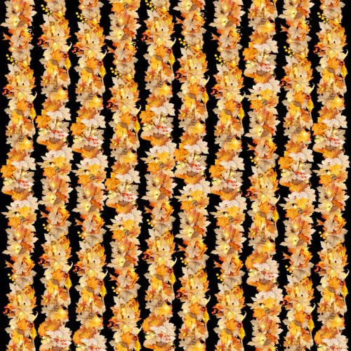10 Pack Fall Leaf Garland with Lights - 59Ft Maple Leaves Artificial Autumn Decor