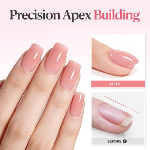 AZUREBEAUTY Builder Nail Gel - 7-in-1 Jelly Peach, 18ml | Beginner-Friendly Nail Strengthener for DIY Home Salon
