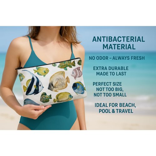 L'OLGA COLLECTION Mid Pouch|Lightweight Reusable Makeup Pouch, Toiletries |Splash-proof Cosmetic Bag, Packable & Travel Waterproof Beach Swimsuit Bathing Suit Bikini Zipper Pouch Gift for her (exotic)