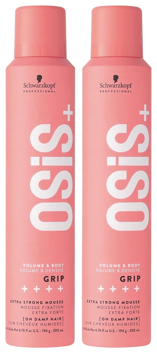 OSiS+ Grip Extreme Hold Mousse - Extra Strong Control & Volume with Heat Protection