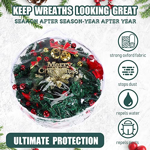 24-Inch Clear Christmas Wreath Storage Bags - Set of 4