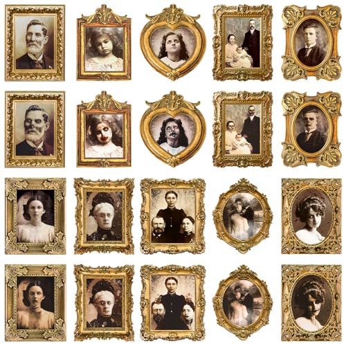20 Pcs Halloween 3D Moving Face Portraits Horror Wall Decor - Spooky Haunted Mansion Set