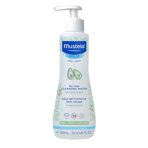 Mustela Baby Cleansing Water - No-Rinse Micellar Formula with Avocado & Aloe Vera - Gentle for Face, Body & Diaper - 1 or 2-Pack