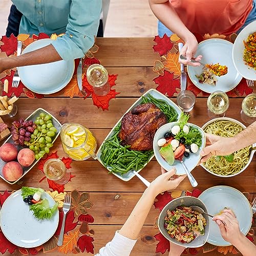 Thanksgiving Maple Leaf Placemats & Coaster Set - Fall Decor, 11x17 Inches