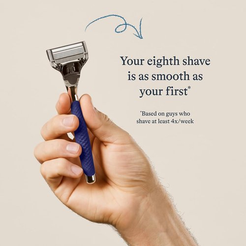 Harry's Razors for Men - Winston Chrome Razor Handle, 1 Handle and 1 Razor Blade Refill (German-Engineered Blades with Lubricating Strip and Precision Trimmer)