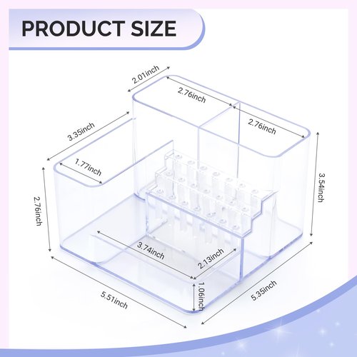 MelodySusie Nail Drill Holder, 21 Holes Nail Drill Bits Holder, Professional Acrylic Nail Tools Storage Box, Organizer Displayer for Manicure Efile Accessories Nail Drill Kit, Salon Home, Clear
