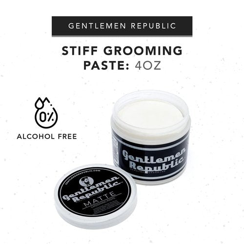 Gentlemen Republic Stiff Pomade for Men - Lightweight Water-Based Formula for High Hold & Shine | 4oz
