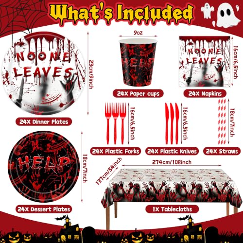 Halloween Bloody Party Supplies Set for 24 Guests - Tableware & Decorations