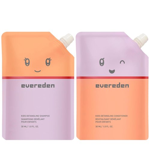 Evereden Kids Mini Haircare Set - Travel Size Detangling Shampoo & Conditioner 1fl.oz | Vegan, Sulfate-Free, Argan Oil