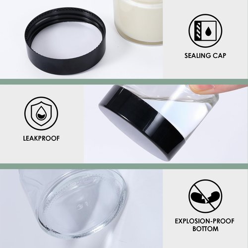 1oz Glass Jar with Lid, Hoa Kinh 30Pack Clear Round Containers Cosmetic Jars with Inner Liners and Black Lids Travel Jars for Storing Lip and Body Scrub, Lotion, Body Butter, Bath Salts, Liquid