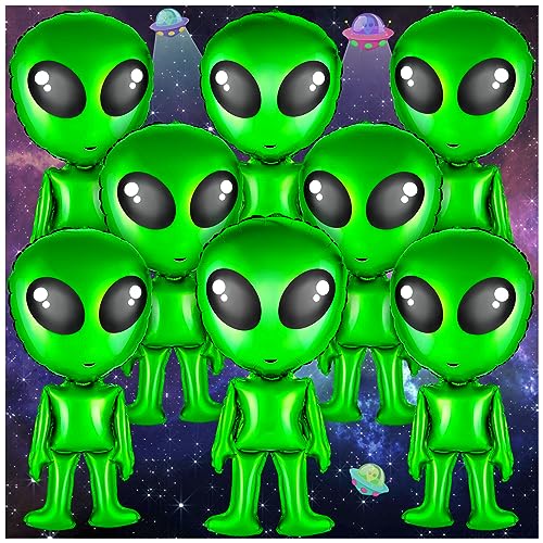 8 pcs Green Alien Balloons Inflatable - Space & Halloween Party Decor