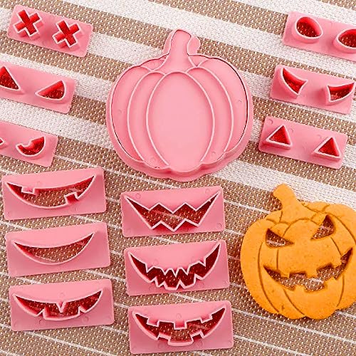 Halloween Pumpkin Cookie Cutter Set - 13 Pieces for Baking & Decorating