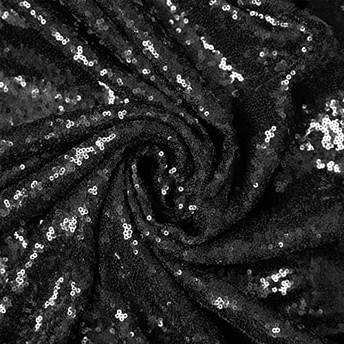 Black Sequin Table Runner 12x108 Inches - Pack of 10 for Party Decor