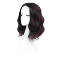 Rushinice Short Wavy Black Mixed Red Wig for Women, Lace Hairline Middle Part Bob Style Heat Resistant Synthetic Wigs Natural Looking for Daily Party 14 Inch