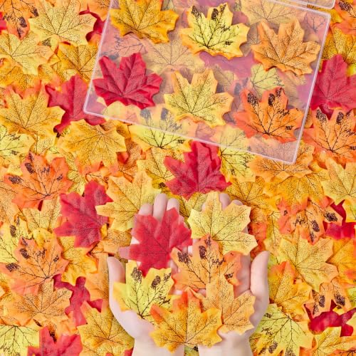 Fall Leaves Fake Maple Leaves Set - Fall-a, 400pcs Autumn Decor