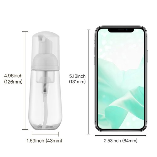 Owlyee 2oz Foam Bottle, Empty Travel Foaming Pump Dispenser for Hand Soap, Lash Cleanser, Shampoo (3PCS, Clear)