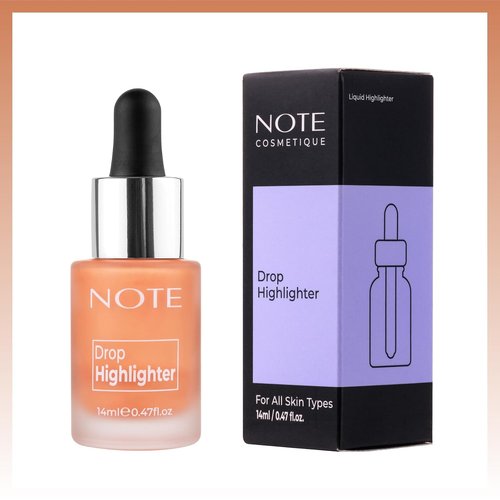 Note Cosmetique Drop Highlighter - Liquid Highlighter with Buildable Coverage - Lightweight Creamy Formula - 03 Candle Light - 0.47 oz