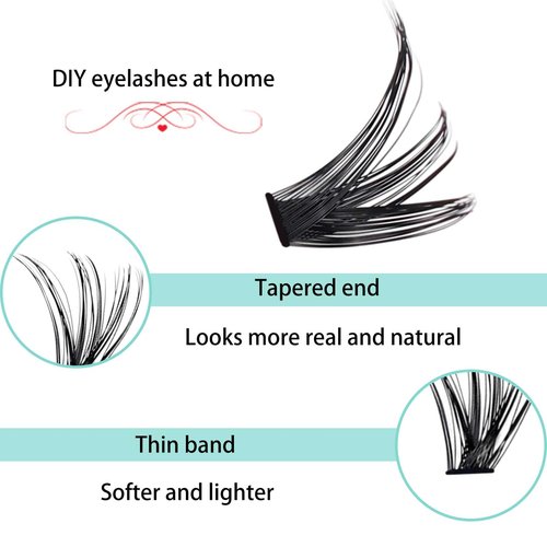 Cluster Lashes Individual Lashes14-18mm D Curl Natural Look Mixed Tray 80D DIY Eyelash Extension Volume Lash Clusters Eyelashes Long 0.07 Individual Lash Extensions (80D-0.07D-14-18)