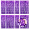 Purple Fringe Curtain Party Streamers - 12 Pack 3.3ft x 8.2ft Foil Backdrop for Birthday Wedding Baby Shower & Disco Party - Variation: Purple