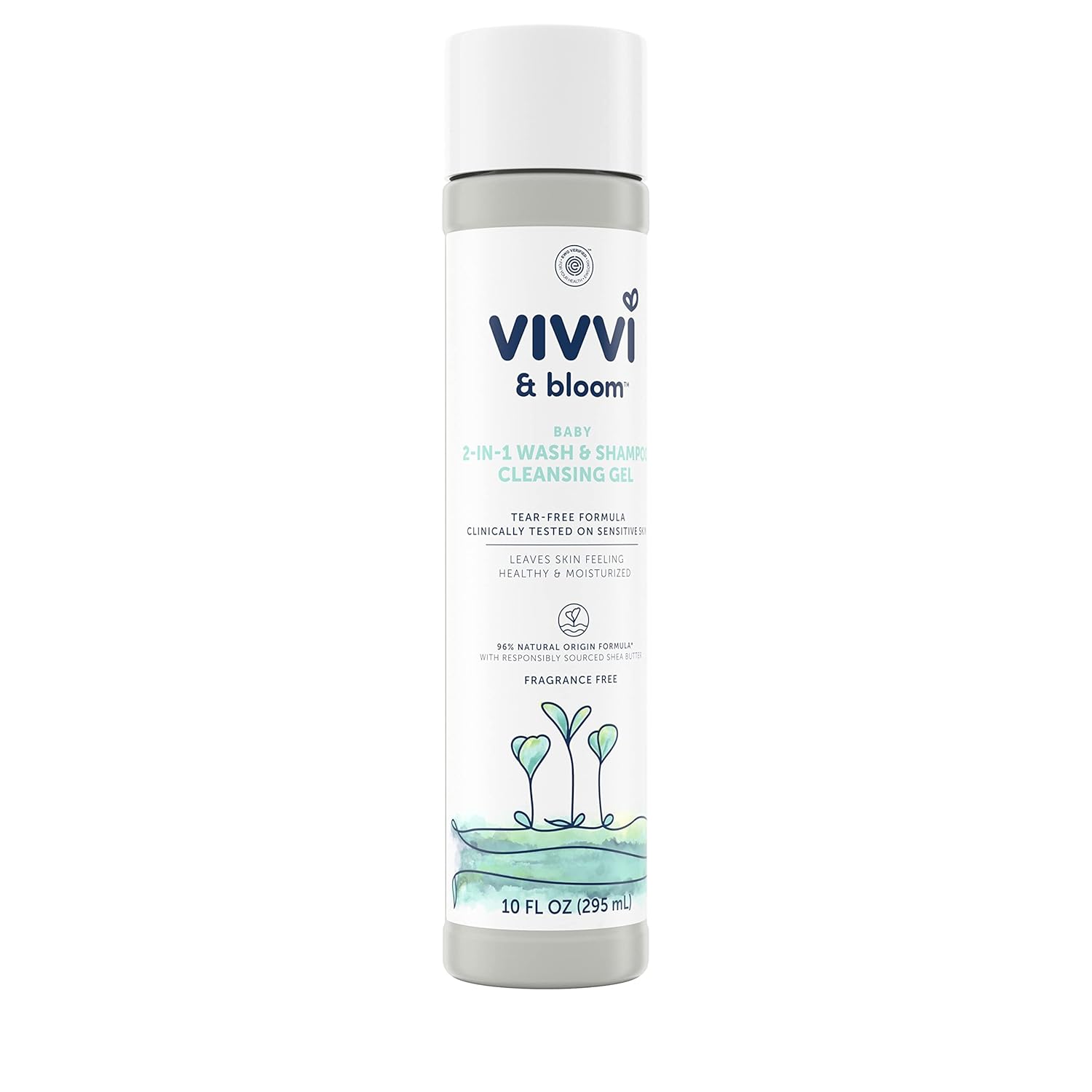 Vivvi & Bloom Gentle 2-in-1 Baby Wash & Shampoo - Fragrance-Free Cleansing Gel for Sensitive Skin, 10 fl. oz.