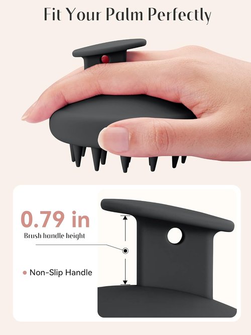 HEETA Scalp Massager - Hair Growth Scrubber with Soft Bristles | Dandruff Exfoliator & Relaxation, Black
