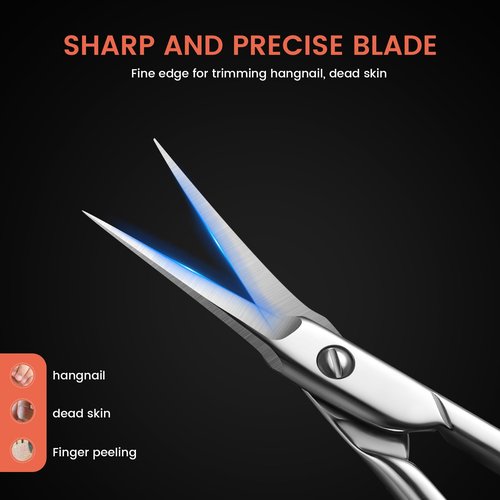 BEZOX Curved Cuticle Scissors - Precision Manicure Scissor Nail Cuticle Trimmer, Professional Stainless Steel Nail Scissors for Cuticle Care, Cuticle Cutter Small Scissors for Women - Silver
