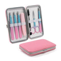 Fangze Eyebrow Tweezers Set for Women - 7 Pcs Professional Eyebrow Grooming Kit Stainless Steel Eyebrow Trim Kit with Curved Scissors for Ingrown Hair (Pink)